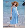 Arshiner Girls Summer Dress Casual Loose Sleeveless Sundress Flowy Beach Maxi Dresses with Pockets(Blue)