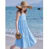 Arshiner Girls Summer Dress Casual Loose Sleeveless Sundress Flowy Beach Maxi Dresses with Pockets(Blue)