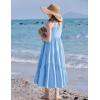 Arshiner Girls Summer Dress Casual Loose Sleeveless Sundress Flowy Beach Maxi Dresses with Pockets(Blue)