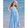 Arshiner Girls Summer Dress Casual Loose Sleeveless Sundress Flowy Beach Maxi Dresses with Pockets(Blue)