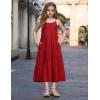 Arshiner Girls Summer Dress Casual Loose Sleeveless Sundress Flowy Beach Maxi Dresses with Pockets(Red)