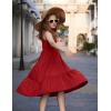 Arshiner Girls Summer Dress Casual Loose Sleeveless Sundress Flowy Beach Maxi Dresses with Pockets(Red)