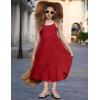 Arshiner Girls Summer Dress Casual Loose Sleeveless Sundress Flowy Beach Maxi Dresses with Pockets(Red)