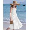 Arshiner Girls Summer Dress Casual Loose Sleeveless Sundress Flowy Beach Maxi Dresses with Pockets(White)
