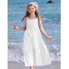 Arshiner Girls Summer Dress Casual Loose Sleeveless Sundress Flowy Beach Maxi Dresses with Pockets(White)