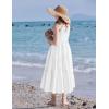 Arshiner Girls Summer Dress Casual Loose Sleeveless Sundress Flowy Beach Maxi Dresses with Pockets(White)