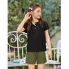Arshiner Girls Summer Outfits 2 Piece Sets Ruffle Short Sleeve Button Down Shirts and Shorts Set Kids Clothes with Pockets(Black+army Green)