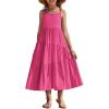 Arshiner Girls Summer Dress Casual Loose Sleeveless Sundress Flowy Beach Maxi Dresses with Pockets(Hot Pink)