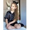 Arshiner Girls Pajamas Sets 3 Piece Silk Pjs Short Sleeve Sleepwear Satin Ruffle Nightwear(Black)