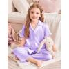 Arshiner Girls Pajamas Sets 3 Piece Silk Pjs Short Sleeve Sleepwear Satin Ruffle Nightwear(Light Purple)