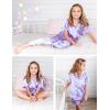 Arshiner Girls Pajamas Sets 3 Piece Silk Pjs Short Sleeve Sleepwear Satin Ruffle Nightwear(Light Purple)