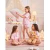 Arshiner Girls Pajamas Sets 3 Piece Silk Pjs Short Sleeve Sleepwear Satin Ruffle Nightwear(Lotus Root Pink)