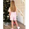 Arshiner Girls Pajamas Sets 3 Piece Silk Pjs Short Sleeve Sleepwear Satin Ruffle Nightwear(Pink Stripes)