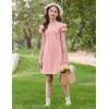 Arshiner Girls Summer Dress Tween Flutter Sleeve Pleated Front A Line Boho Beach Casual Dresses(Light Pink)