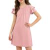 Arshiner Girls Summer Dress Tween Flutter Sleeve Pleated Front A Line Boho Beach Casual Dresses(Light Pink)