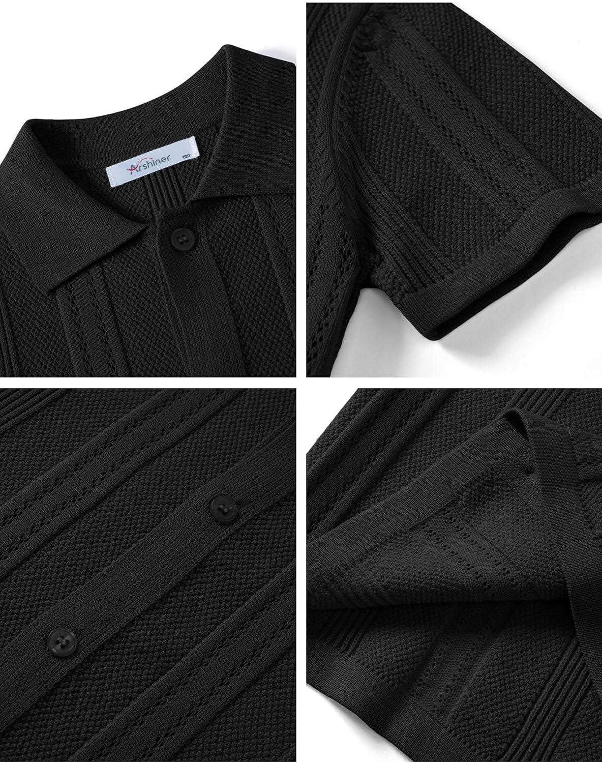 image:imageArshiner Boys Button Down Shirt Short Sleeve Knit Fashion Casual Beach Shirts for Kids Size 411 YearsBlack