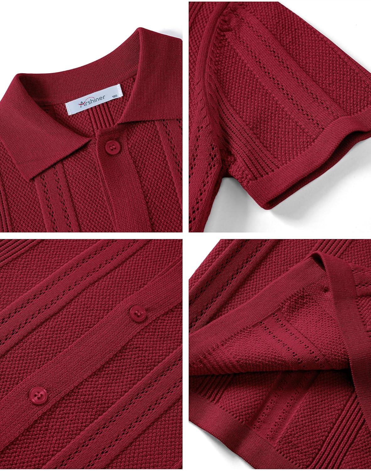 image:imageArshiner Boys Button Down Shirt Short Sleeve Knit Fashion Casual Beach Shirts for Kids Size 411 YearsWine Red