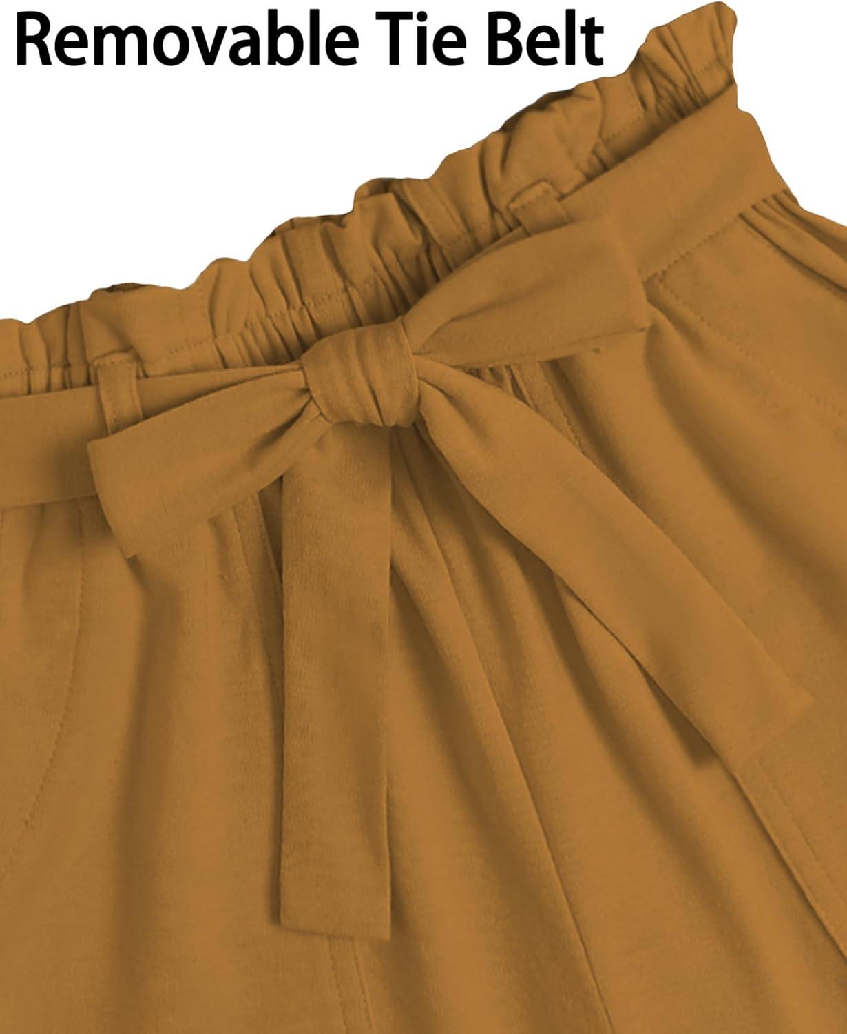 image:imageArshiner Girls 2 Piece Outfit Summer Drop Shoulder Batwing Sleeve Tops and Paperbag Waist Shorts Set Cute Clothing Size 614Stripsbrown