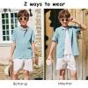 Arshiner Boys Button Down Shirt Short Sleeve Knit Fashion Casual Beach Shirts for Kids Size 4-11 Years(Ice Green)