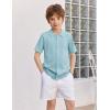 Arshiner Boys Button Down Shirt Short Sleeve Knit Fashion Casual Beach Shirts for Kids Size 4-11 Years(Ice Green)