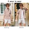 Arshiner Boys Button Down Shirt Short Sleeve Knit Fashion Casual Beach Shirts for Kids Size 4-11 Years(Khaki)