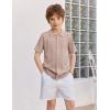 Arshiner Boys Button Down Shirt Short Sleeve Knit Fashion Casual Beach Shirts for Kids Size 4-11 Years(Khaki)