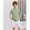 Arshiner Boys Button Down Shirt Short Sleeve Knit Fashion Casual Beach Shirts for Kids Size 4-11 Years(Lake Green)