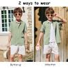 Arshiner Boys Button Down Shirt Short Sleeve Knit Fashion Casual Beach Shirts for Kids Size 4-11 Years(Lake Green)