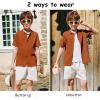 Arshiner Boys Button Down Shirt Short Sleeve Knit Fashion Casual Beach Shirts for Kids Size 4-11 Years(Light Brown)