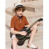 Arshiner Boys Button Down Shirt Short Sleeve Knit Fashion Casual Beach Shirts for Kids Size 4-11 Years(Light Brown)