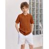 Arshiner Boys Button Down Shirt Short Sleeve Knit Fashion Casual Beach Shirts for Kids Size 4-11 Years(Light Brown)