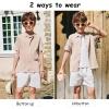 Arshiner Boys Button Down Shirt Short Sleeve Knit Fashion Casual Beach Shirts for Kids Size 4-11 Years(Light Khaki)