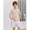 Arshiner Boys Button Down Shirt Short Sleeve Knit Fashion Casual Beach Shirts for Kids Size 4-11 Years(Light Khaki)
