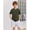 Arshiner Boys Button Down Shirt Short Sleeve Knit Fashion Casual Beach Shirts for Kids Size 4-11 Years(Military Green)