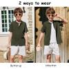 Arshiner Boys Button Down Shirt Short Sleeve Knit Fashion Casual Beach Shirts for Kids Size 4-11 Years(Military Green)
