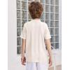 Arshiner Boys Button Down Shirt Short Sleeve Knit Fashion Casual Beach Shirts for Kids Size 4-11 Years(Milky White)
