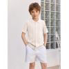 Arshiner Boys Button Down Shirt Short Sleeve Knit Fashion Casual Beach Shirts for Kids Size 4-11 Years(Milky White)