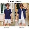 Arshiner Boys Button Down Shirt Short Sleeve Knit Fashion Casual Beach Shirts for Kids Size 4-11 Years(Navy Blue)