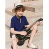 Arshiner Boys Button Down Shirt Short Sleeve Knit Fashion Casual Beach Shirts for Kids Size 4-11 Years(Navy Blue)