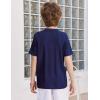 Arshiner Boys Button Down Shirt Short Sleeve Knit Fashion Casual Beach Shirts for Kids Size 4-11 Years(Navy Blue)