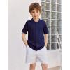 Arshiner Boys Button Down Shirt Short Sleeve Knit Fashion Casual Beach Shirts for Kids Size 4-11 Years(Navy Blue)