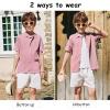 Arshiner Boys Button Down Shirt Short Sleeve Knit Fashion Casual Beach Shirts for Kids Size 4-11 Years(Pink)