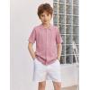 Arshiner Boys Button Down Shirt Short Sleeve Knit Fashion Casual Beach Shirts for Kids Size 4-11 Years(Pink)