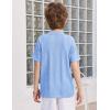 Arshiner Boys Button Down Shirt Short Sleeve Knit Fashion Casual Beach Shirts for Kids Size 4-11 Years(Sky Blue)
