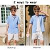 Arshiner Boys Button Down Shirt Short Sleeve Knit Fashion Casual Beach Shirts for Kids Size 4-11 Years(Sky Blue)