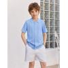 Arshiner Boys Button Down Shirt Short Sleeve Knit Fashion Casual Beach Shirts for Kids Size 4-11 Years(Sky Blue)