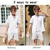 Arshiner Boys Button Down Shirt Short Sleeve Knit Fashion Casual Beach Shirts for Kids Size 4-11 Years(White)