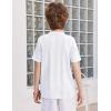 Arshiner Boys Button Down Shirt Short Sleeve Knit Fashion Casual Beach Shirts for Kids Size 4-11 Years(White)