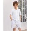 Arshiner Boys Button Down Shirt Short Sleeve Knit Fashion Casual Beach Shirts for Kids Size 4-11 Years(White)