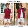 Arshiner Boys Button Down Shirt Short Sleeve Knit Fashion Casual Beach Shirts for Kids Size 4-11 Years(Wine Red)